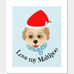 Christmas Maltipoo Posters and Art